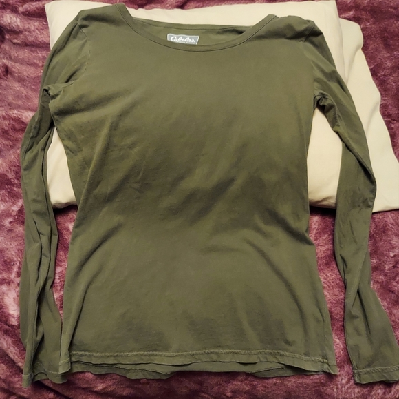 Cabela's army green cotton long sleeve shirt - Picture 4 of 7